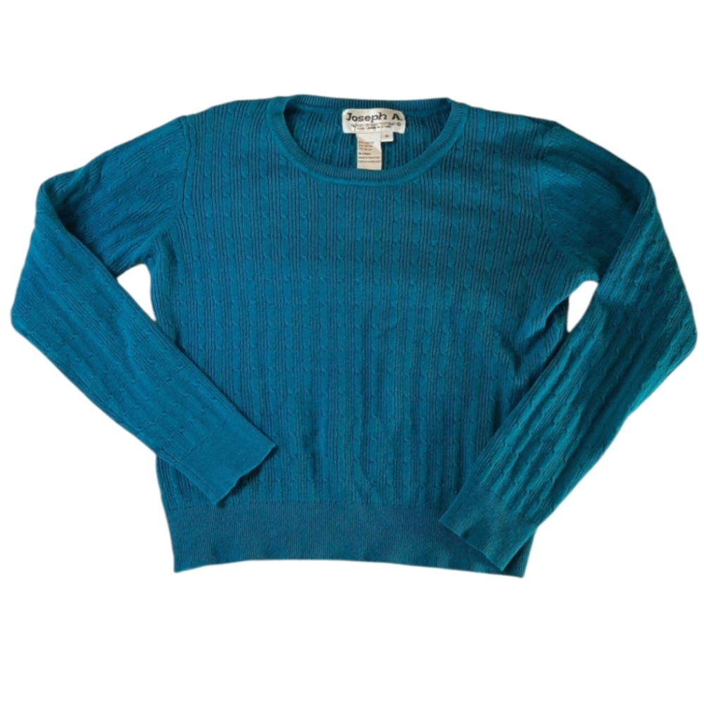 Joseph A Teal Cardigan Ribbed Cropped